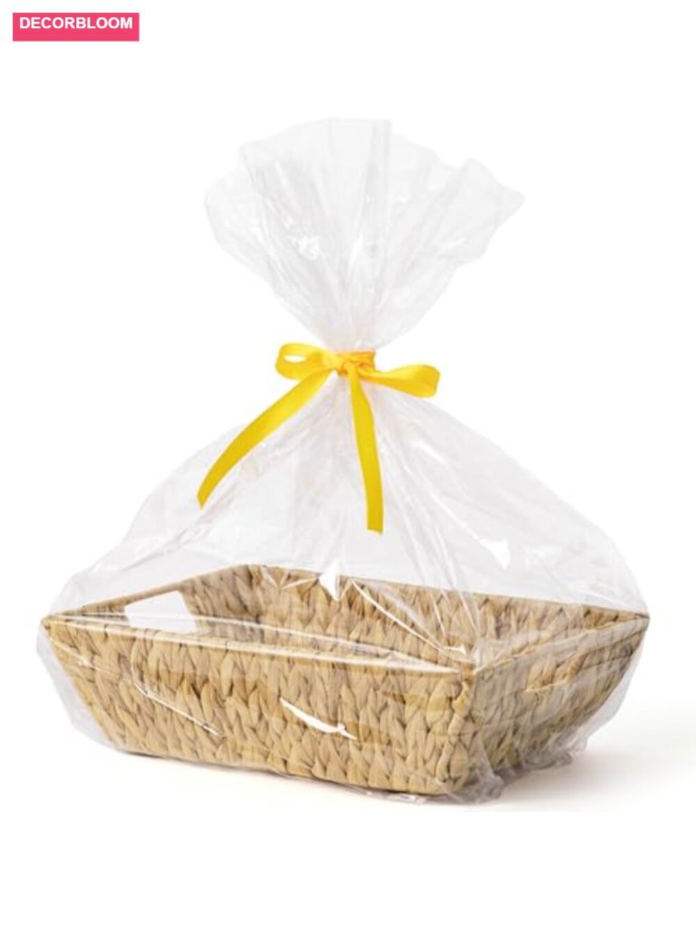 Wicker Gift Basket Water Hyacinth Woven Storage with Bag Ribbon
